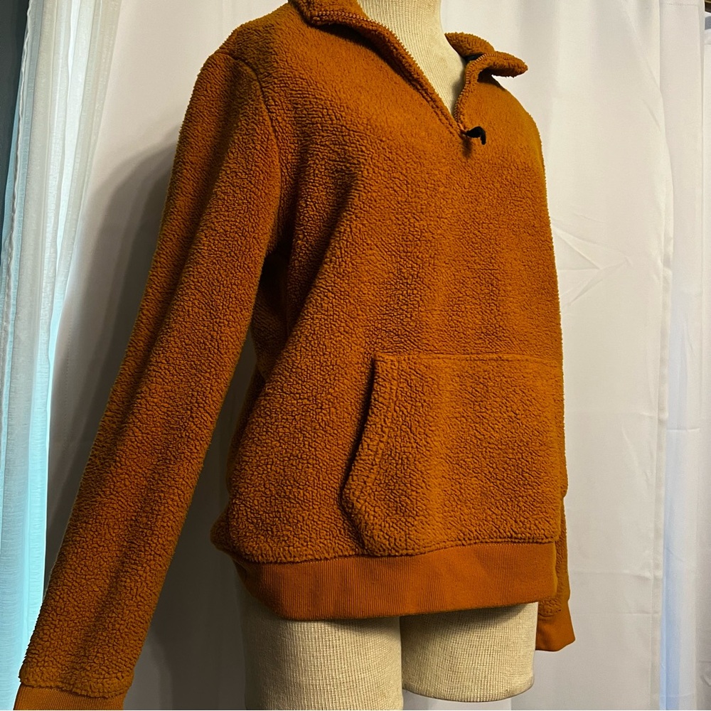 St. John's Bay Long-Sleeve Fleece Yellow / mustard Pullover Size S Pfect Cond